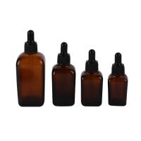 Buy cheap Thick Square Amber Glass Dropper Bottle 5ml 10ml 15ml 20ml 30ml 50ml 100ml product