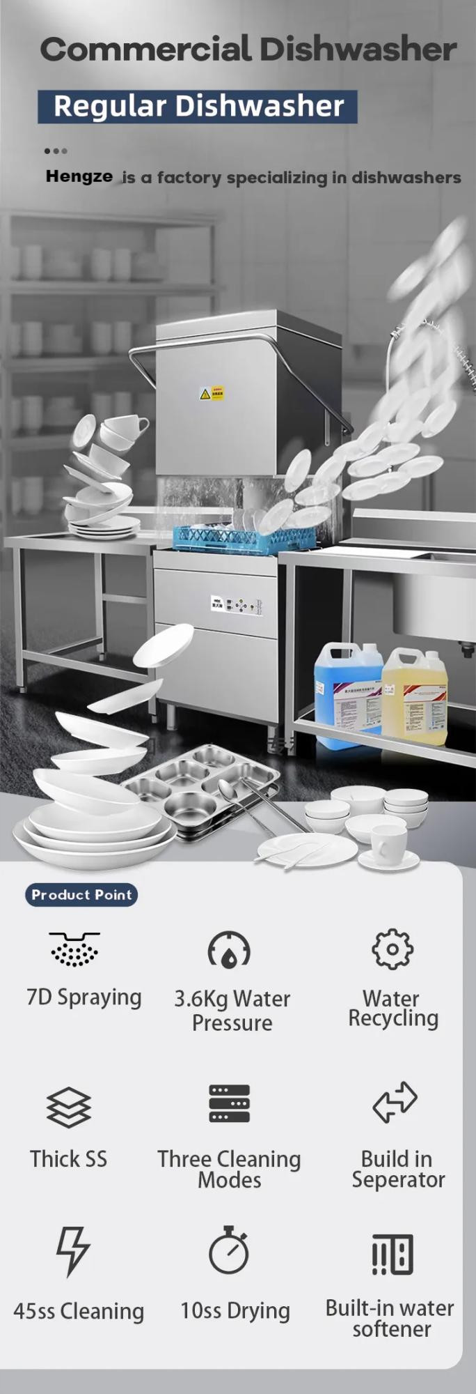 Electrical Hood Type Rack Conveyor Dishwasher Machine High Efficient 380V