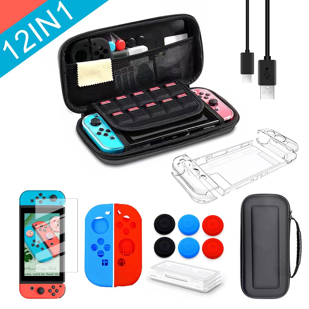 12 in 1 Carrying Case for Nintendo Switch With 20 Games Cartridges Protective Hard Shell Travel Carrying Case Pouch