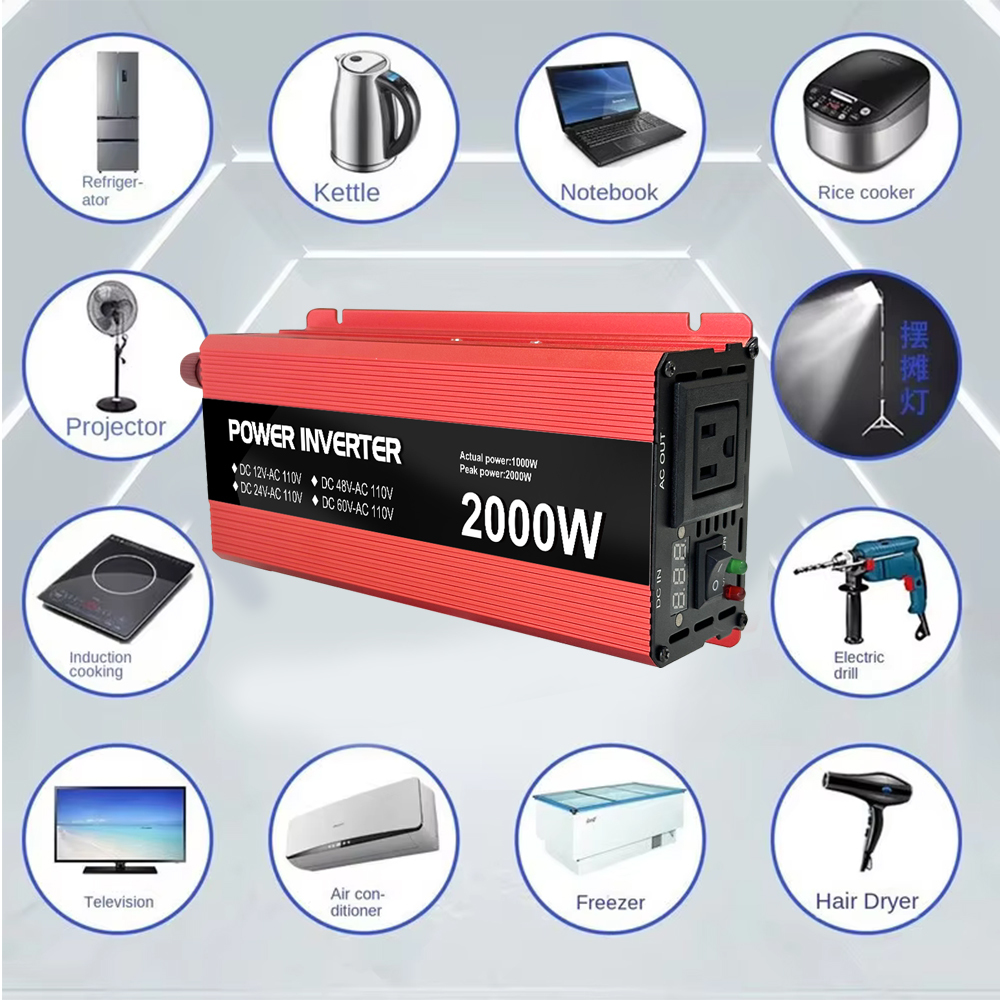 1000W 2000W Peak 12V 24V 48V 60V Pure Sine Wave Power Inverter