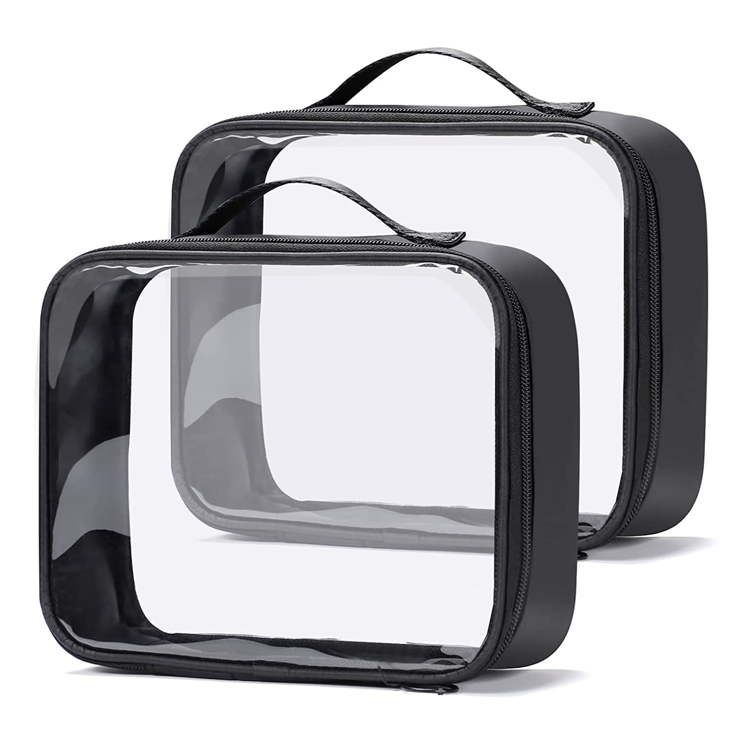 Clear Makeup Bag, 2Pcs Toiletry Bag Large Air Travel Cosmetic Bag Quart Size PVC Travel Toiletries Bag for Women Men