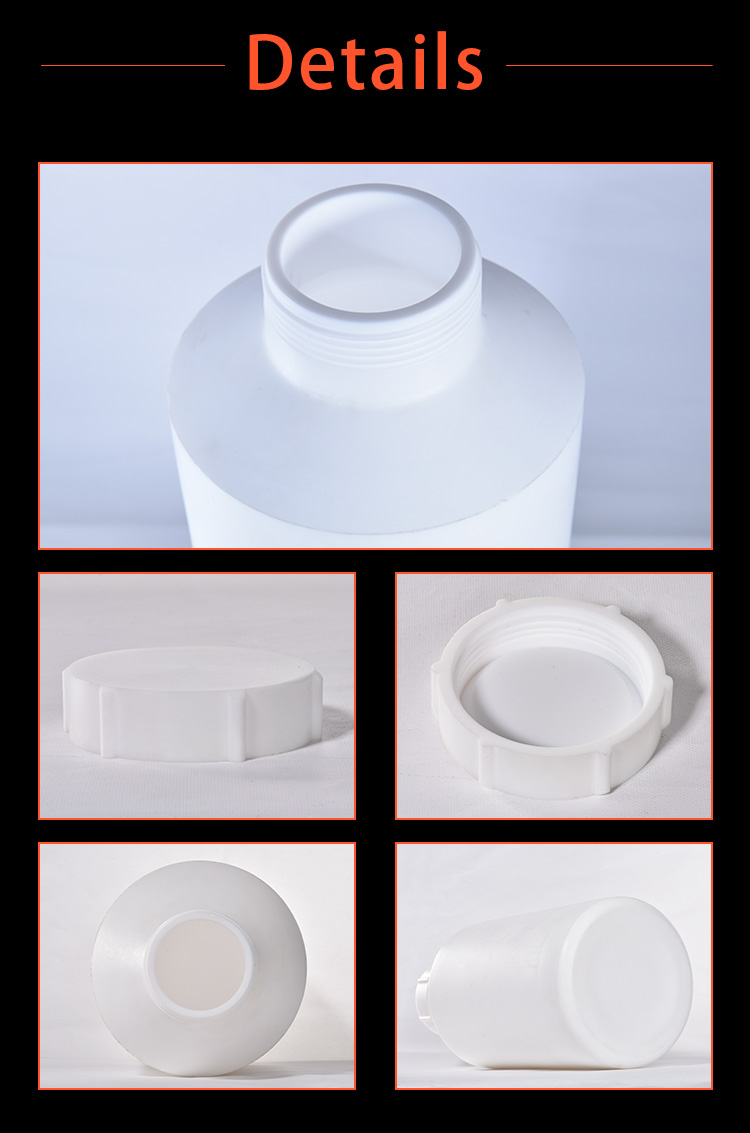 White Plastic PTFE Bottle Wide Mouth For Lab Reagent 50ML-20L