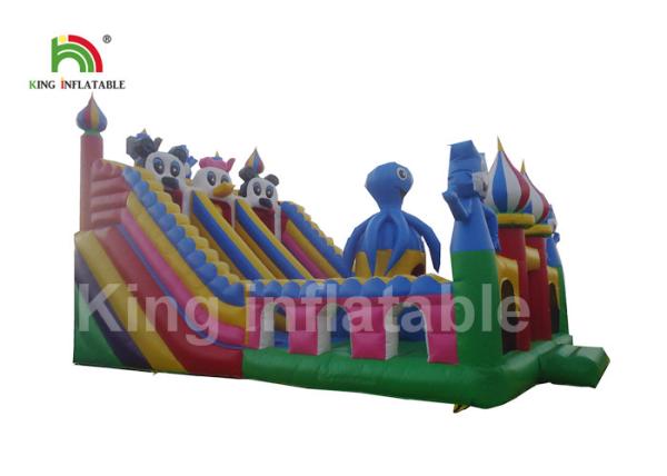 Buy cheap 0.55mm PVC Plato Tarpaulin Blue Inflatable Amusement Park / Kids Outdoor Playground from wholesalers