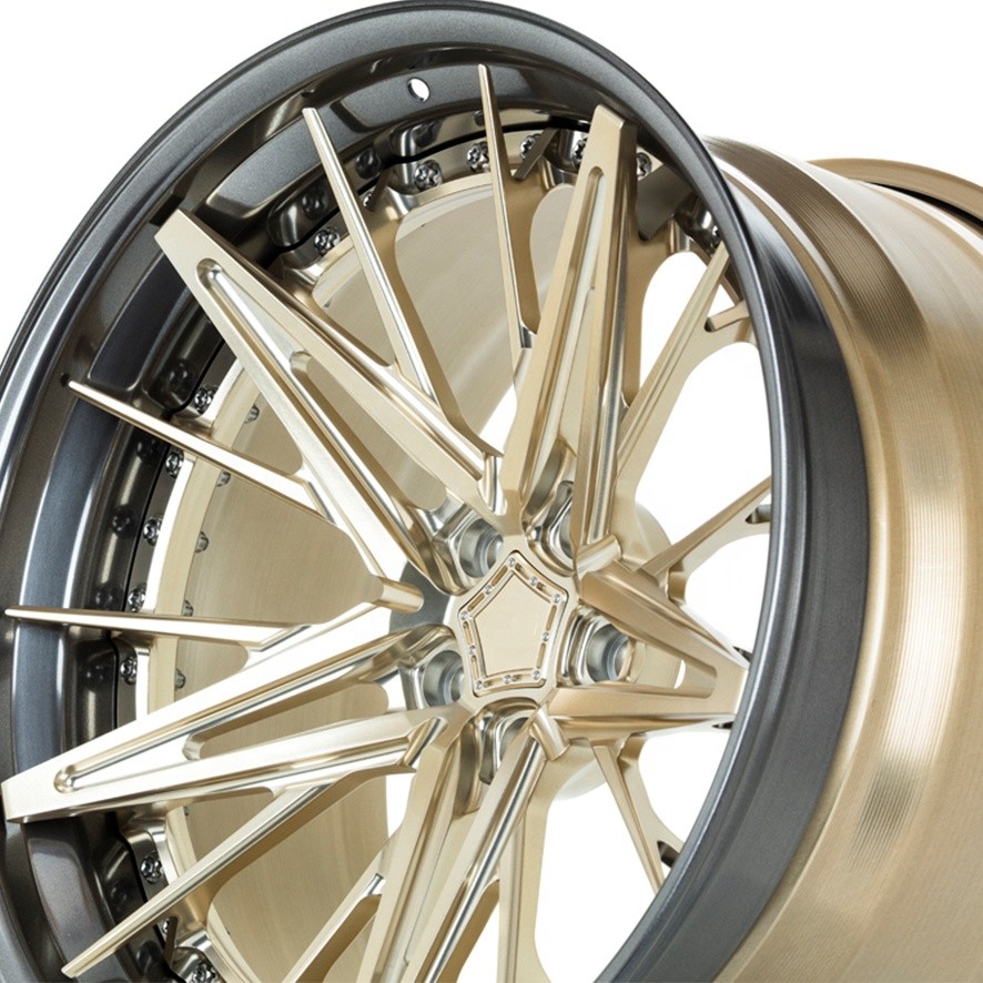 Customized 2 piece super deep dish concave brushed bronze polished wheel rim for sale
