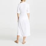 Fashion Ladies Short Sleeve Crepe Viscose V Neck Shirt Cover up MIDI Dress for