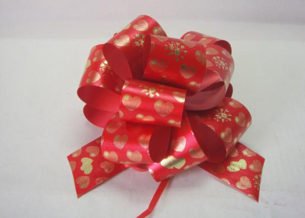 Christmas Gift Stripes , Swirls Pom Pom Bow , 5" Wide wired ribbon bows 120U