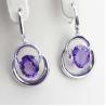 Buy cheap 925 Silver 8x10mm Oval Amethyst Cubic Zirconia Dangle Earrings (PSJ03275) from wholesalers