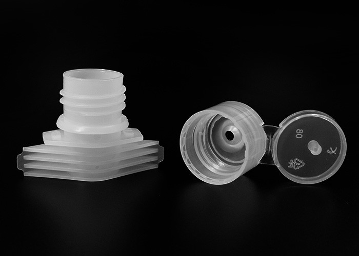 HDPE Plastic Spout Nozzle In 20/410 Flip Top Bottle Cap For Sanitizer Doypack