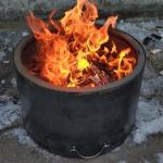 Wood Burning Double Layer Bonfire Stove Cylindrical Corten Steel Smokeless Fire
