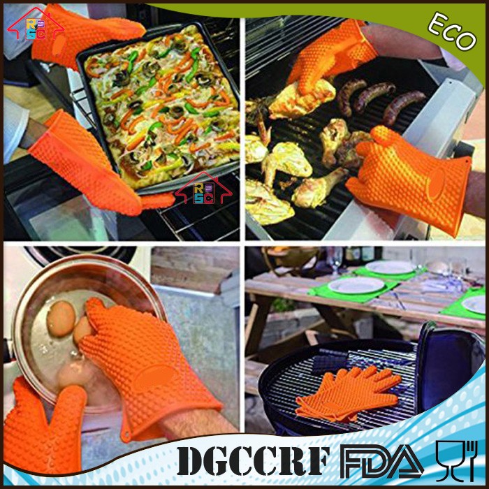 Amazon silicone cooking gloves BPA free Silicone glove Heat Resistant bbq grill glove