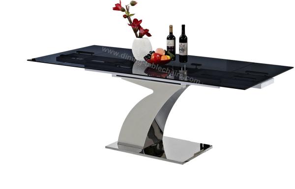 Buy cheap 2.4 Meter Stainless Dining Table Blue Tinted Painted Tempered Glass from wholesalers