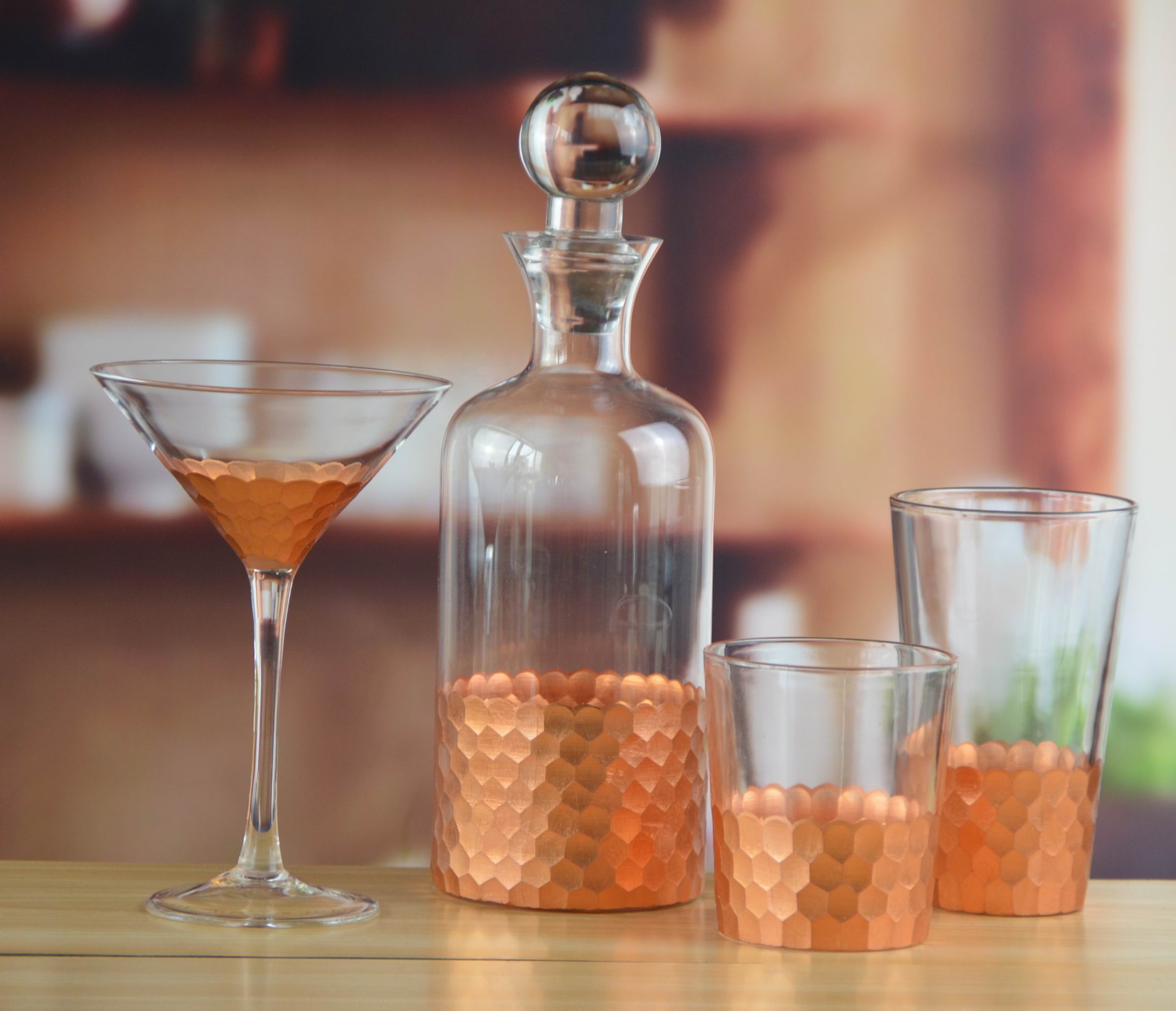 450ml Gold Cutted Honeycomb Stemless Crystal Wine Glass