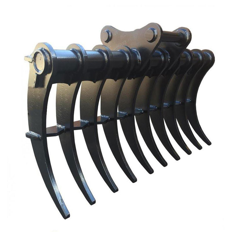 200kg Excavator Brush Rake Durable Steel Construction Curved Tines Customized