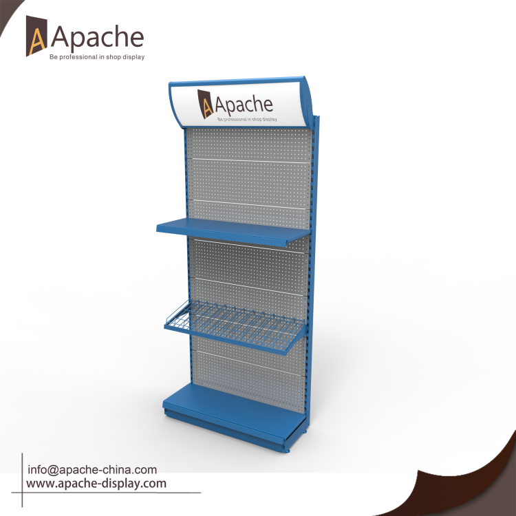 Hardware Store Pegboard Display Rack With Led Lighting Header