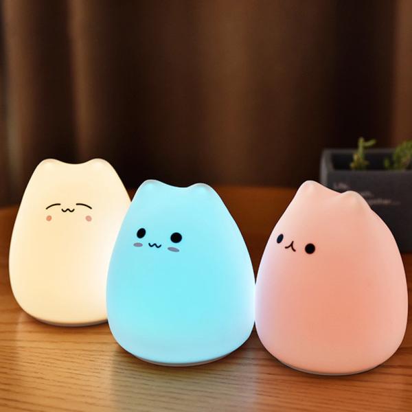 Buy cheap Colorful Soft Glue Cartoon Little Cat Silicone Night Light Battery Powered from wholesalers