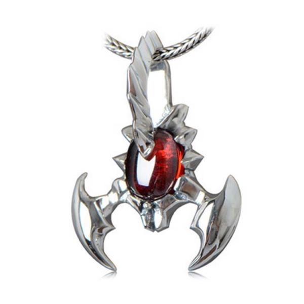 Buy cheap Women's and Men's Sterling Silver Vintage Style Garnet Scorpion Pendant Necklace(N6030801RED) from wholesalers