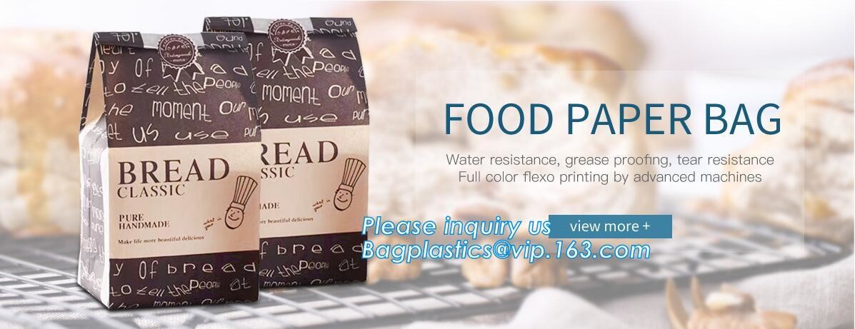Eco friendly for bread packing paper bags with logo,Food packaging bag disposable kraft paper dried fruit bread bag with