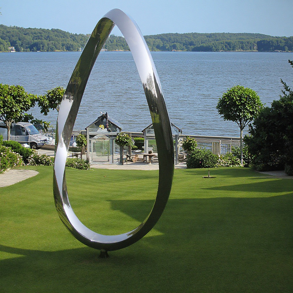 Custom Large Polished Modern Abstract Metal Art Stainless Steel Garden Sculpture