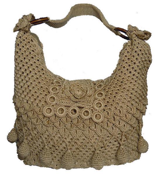 Quality Fashion Handmade crochet hobo women beige bag for sale