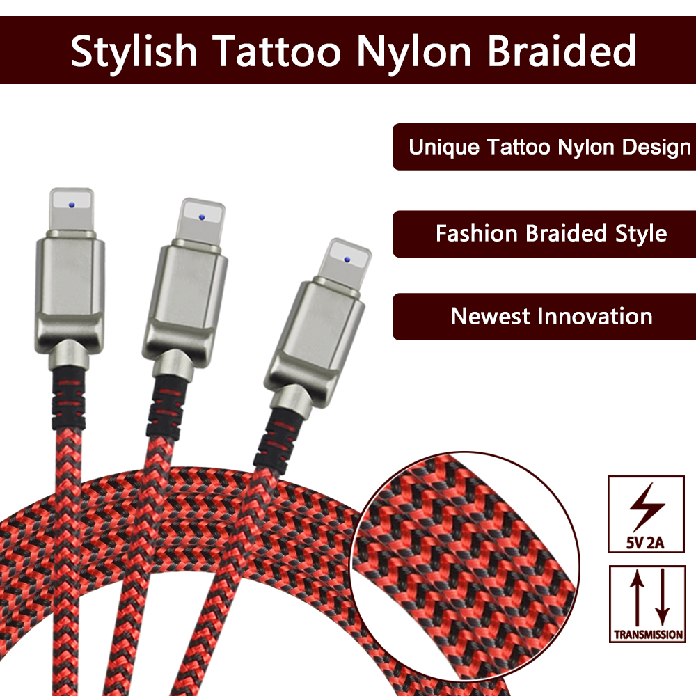 Super Long Fast Charging USB Cable For 5S Mobile Phone 2.1A Nylon Braided
