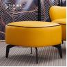 Buy cheap PU Small Living Room Ottoman 62cm Length Black Leather Footstool from wholesalers