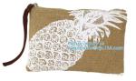 Wholesale jute tote bags with leather handles,Reusable natural color jute tote