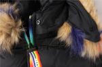 Junior Girls longline coats, Children's longline jacket, Hood Fur, Rainbow