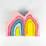 Pegdolls Wooden Building Blocks Toy Geometric Rainbow Building Blocks