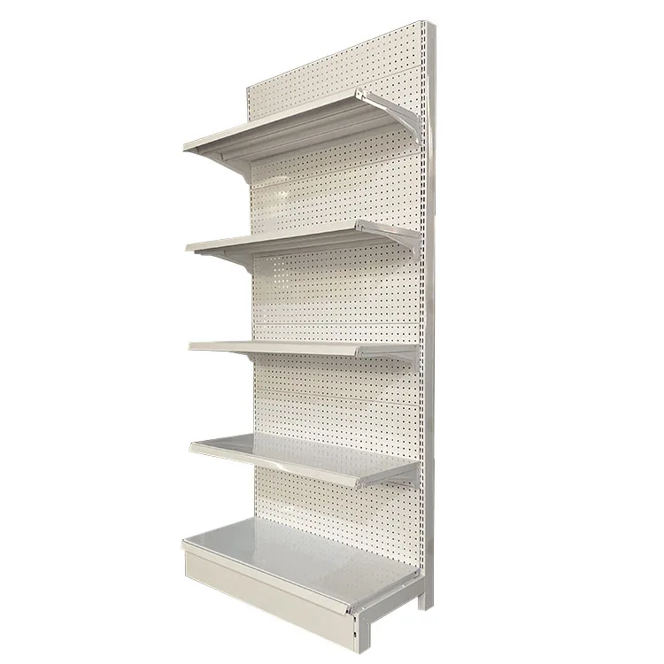 Factory Custom Size Color logo single side white supermarket market gondola retail store rack shelf