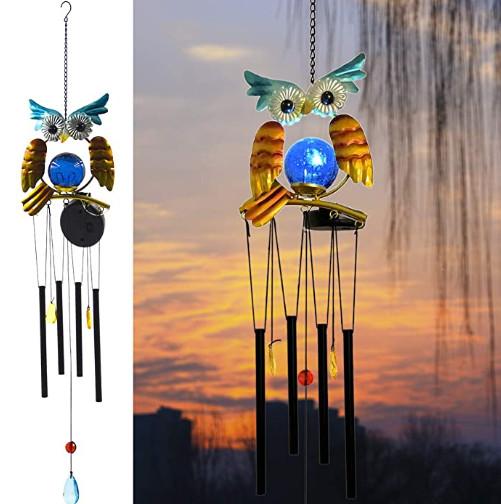 Buy cheap 3.46 Inches Owl Wind Chime Animal Shaped Solar Garden Lights from wholesalers