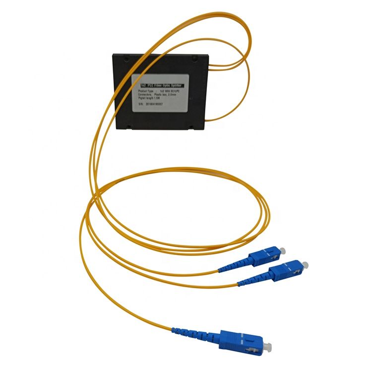 PLC Splitter With Connector 1 meter 1*2 Abs Box Type PLC optic fiber Splitter