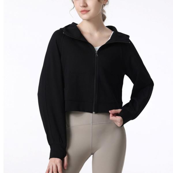 Buy cheap Black Yoga Sports Top Custom Women Running zipper Jacket Quick Dry from wholesalers