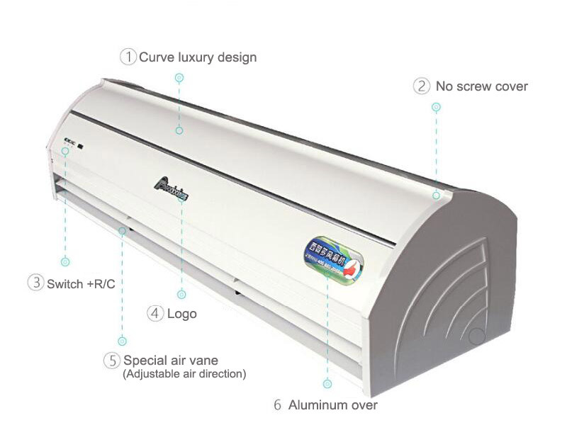Residential Centrifugal Overhead Door Air Curtain For Restaurant 13-16m/s 16-20m/s