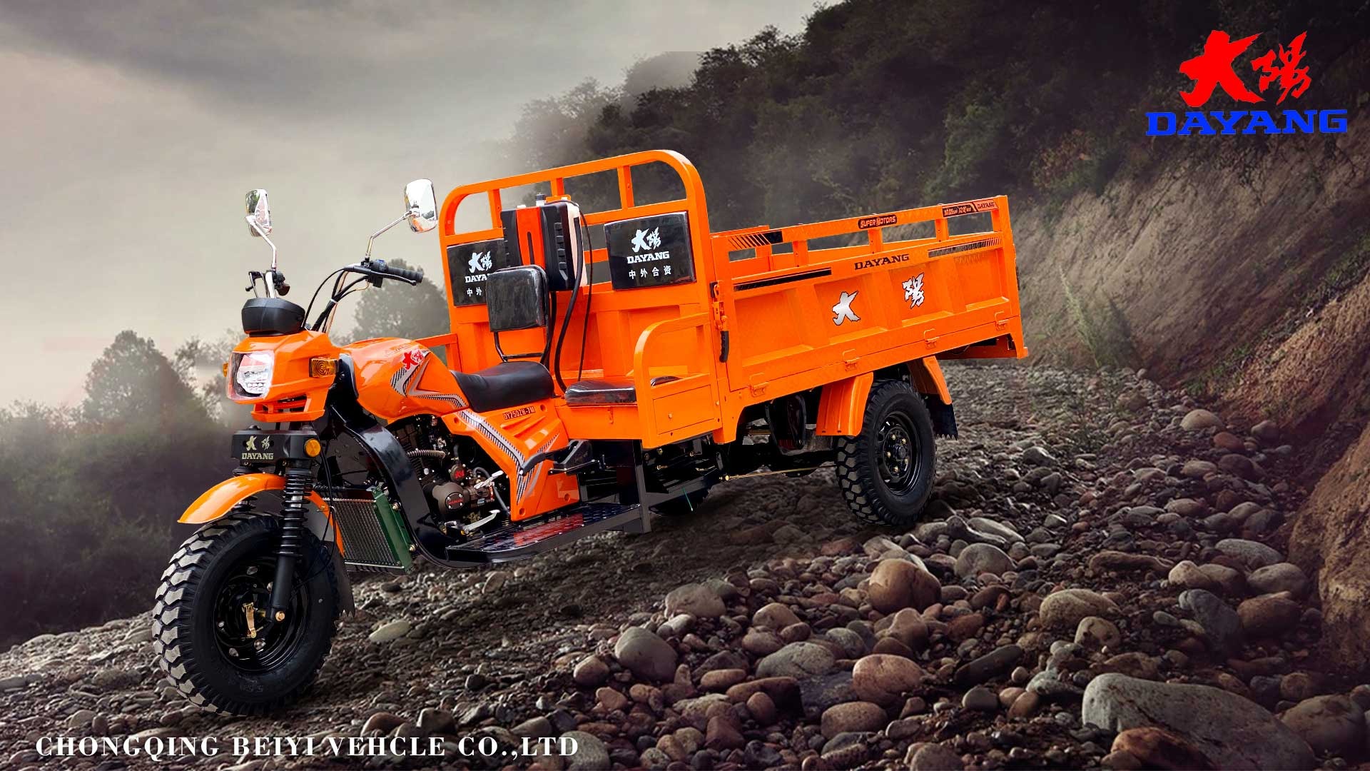 Orange 800W Motorized Tricycles for Heavy Duty Three Wheels Motorcycles from Dayang