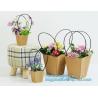 Buy cheap Recycled Fashion Design Flat Paper Handle Kraft Gift Bag Flower Carrier Bag,Flower carrier bag kraft paper flower carrie from wholesalers