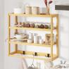 Buy cheap OEM Bamboo Bathroom Wall Shelf Over Toilet Storage With Hooks from wholesalers