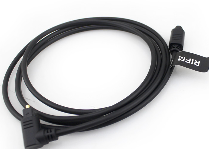 Gold Plated 4.0mm 90 Degree Optical Cable , Toslink Audio Optical Fibre Cable