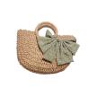 Buy cheap Brown Corn Skin Crochet Hand Bag Small With Green Scarf Bow Woven ODM from wholesalers