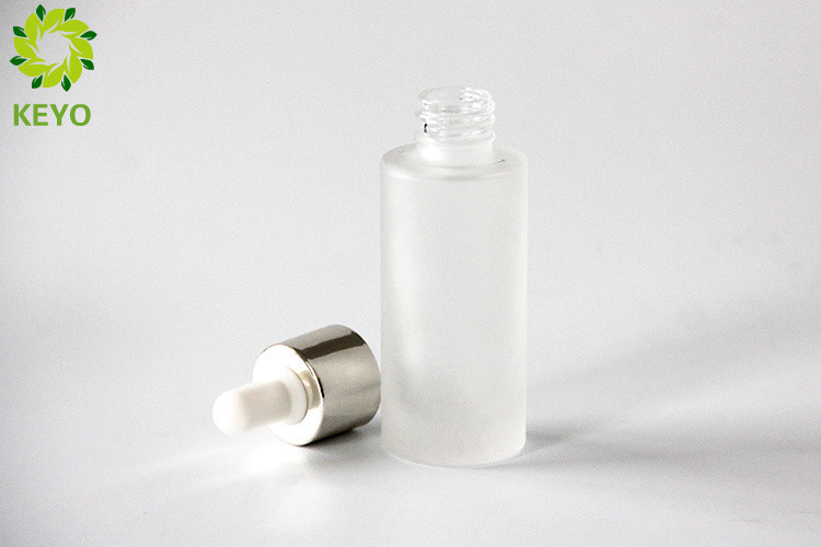 Cylindrical Frosted Glass Foundation Bottle , 30ml Glass Dropper Bottles