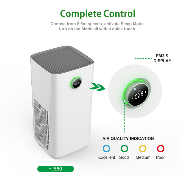 UV LED HEPA H13 Air Purifier 60W Household Removes 99.97% Particles