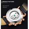 Buy cheap KINYUED J022-2 Minimalist Gold Case Leather Strap Watches Complete Calendar Automatic Mechanical Waterproof Montre Homme from wholesalers