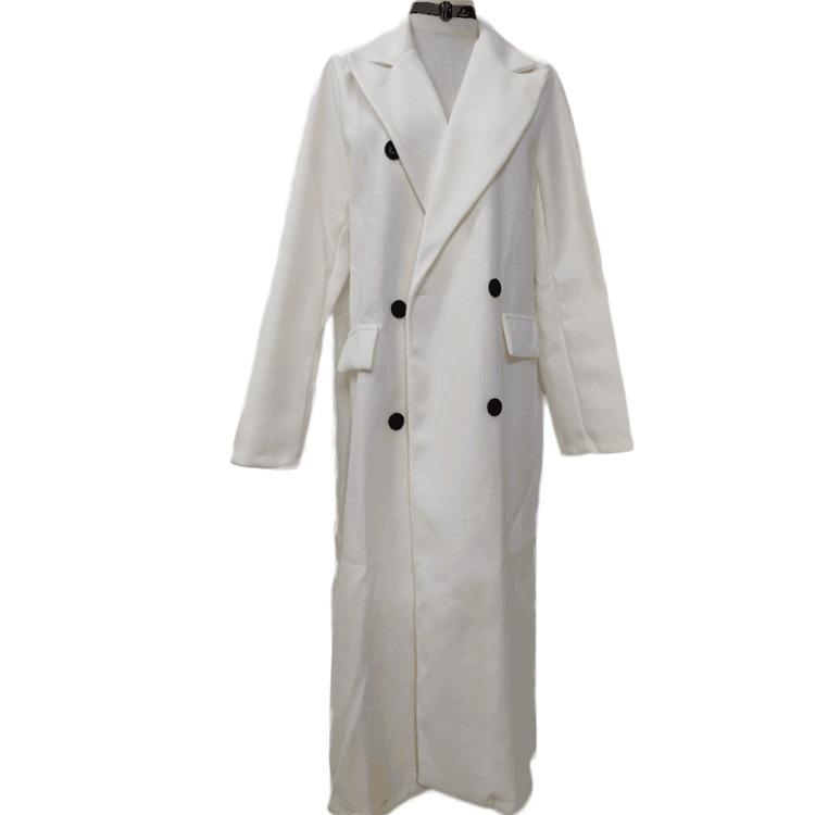Trendy Winter Ladies Solid Color Long Jackets Casual Plus Size MIDI Cardigans Buttons MIDI Suit Fashion Wool Coats for Womens