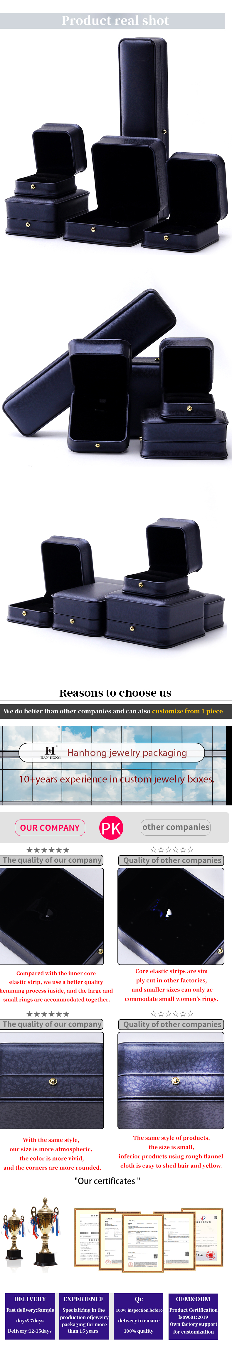 Dark Purple Round-Corner PU Leather Jewelry Box Packaging for Luxury Storage