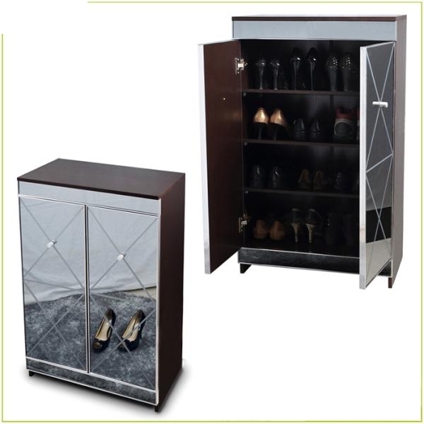 Buy cheap Living Room Brown 4 Tier 39.4inch Mirrored Shoe Cabinet from wholesalers