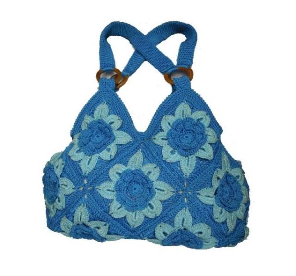 Buy cheap Handmade crochet hook handbag hobo women sky blue bag from wholesalers