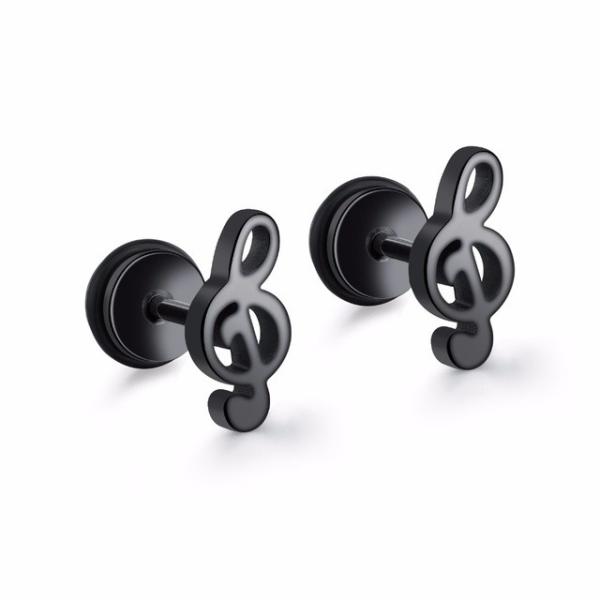 Buy cheap Fashion Music Note Stainless Steel Stud Earrings For Women men Gold /Black/steel Color Punk Female Daily Jewelry Gift from wholesalers