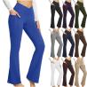 Buy cheap Women'S High Waist Flare Pants Trendy Crossover Yoga Pants Workout Bell Bottom Leggings With Pockets from wholesalers