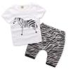 Buy cheap Fashion children zebra stripe short sleeve casual kids summer clothing sets from wholesalers