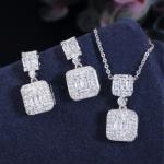Fashion CZ Crystal Stone Wedding Jewelry Sets For Brides Necklace Earring