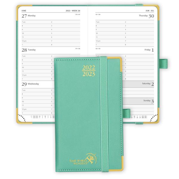 Buy cheap Green Vegan PU Leather Small Academic Planner Monthly Weekly Agenda from wholesalers